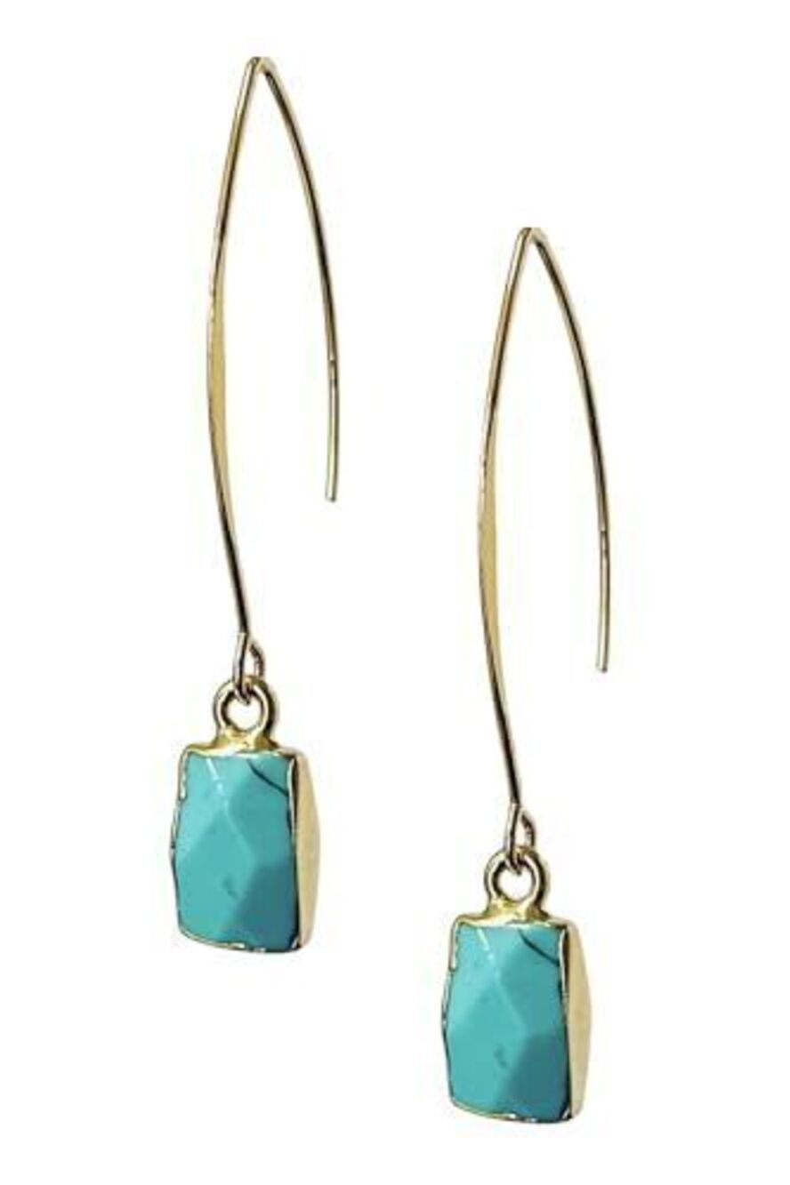 7869 Natural Gemstone Pull Through Earrings,18K Gold Plate Birthstone